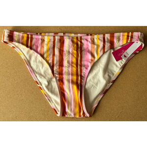 Women's Xhilaration Pink Brown Striped Bikini Bottom XL(12-14)